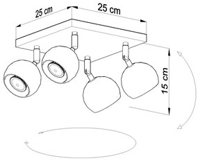 Regulowany plafon kwadratowy E811-Oculars Sangi