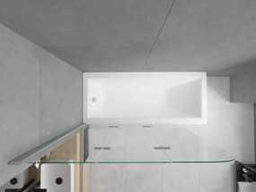 Mexen Cubik wanna prostokątna 170 x 70 cm z obudową i parawanem 3-skrzydłowym 120 cm, transparent, chrom - 550317070X9012030100