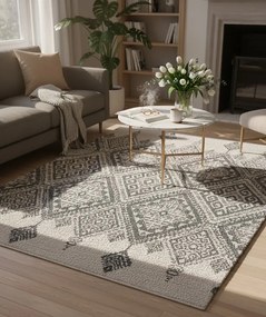 Szary prostokątny dywan z wzorami E5-P04