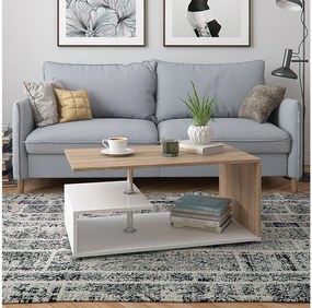 Stolik kawowy biały/sonoma 91x52.6x41 guillermo