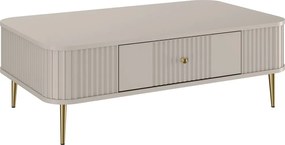 Stolik kawowy Vesper 103x60 cm z szufladą - kaszmir / złote nogi