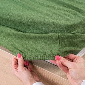 4Home prześcieradło frotte zielony oliwkowy, 180 x 200 cm