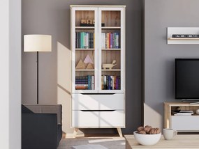 Witryna z szufladami w stylu skandynawskim Vankka 722, kolor dąb/biały