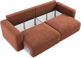 Rozkładana/ze schowkiem sofa z tkaniny szenilowej w kolorze terakoty 252 cm Kona – Makamii