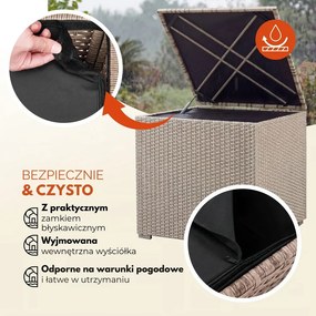 Polirattanowy pojemnik na schowek RICCO, 318L, 75x75x70 cm, kremowa Casaria