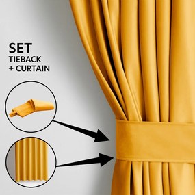 Żółta aksamitna zasłona częściowo zaciemniająca (dimout) 140x245 cm Eyelets – Restilo
