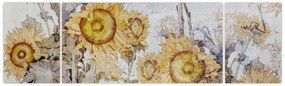 Obraz - Słoneczniki na ścianie (170x50 cm)