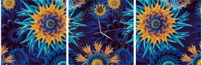 Obraz - kwiaty 3D (z zegarem) (90x30 cm)