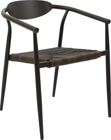 Krzesło Ogrodowe Ciemny brąz 56x61x75 cm Aluminium Plecione Brązowe Sznurki