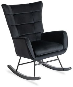 Czarny welurowy fotel bujany R6-B76