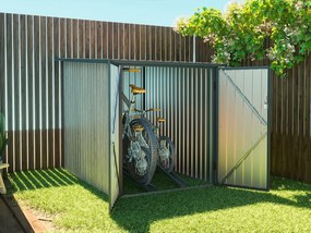 Schowek na rowery z metalu/ocynkowanej stali z efektem drewna 2,8 m² na 2 rowery - NIKI