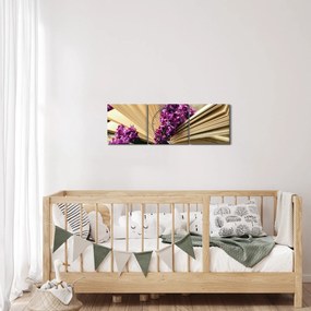 Obraz książki z lawendą (z zegarem) (90x30 cm)