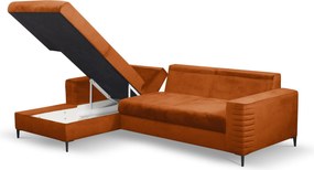 Masseno Narożnik GRIFO z funkcją spania i pojemnikiem na pościel Narozniki L, Rozkładana sofa - Brązowy, VELLUTO RUST 33