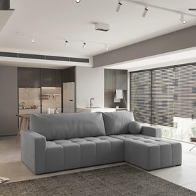 Masseno Narożnik VOLIRA z funkcją spania i pojemnikiem na pościel Narozniki L, Rozkładana sofa - Szary, KRONOS 15