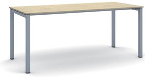 Stół konferencyjny do biura PRIMO SQUARE, 180x80 cm, szaro-srebrna podstawa, dąb naturalny