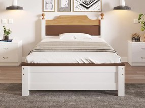 Łóżko pojedyncze 90x200cm rama drewniana - Brązowy