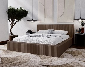 Emporius Buffy łóżko tapicerowane 180x200 - nowoczesne łóżko z pojemnikiem i stelażem, sztruks, brązowy (Vito 45)