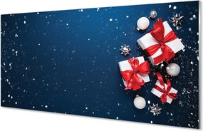 Szklany Panel Śnieżna Kompozycja z Prezentami