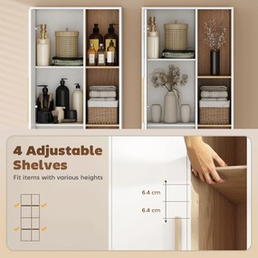 HOMCOM Regał na książki 176 cm, 4 otwarte półki, 2 szafki, wolnostojąca szafka na książki, MDF, biały