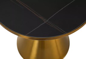 Stolik kawowy Natario z ceramicznym blatem w kolorze białym lub czarnym i złotą metalową podstawą