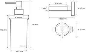 SAPHO XS101 X-Steel dozownik mydła, szkło mleczne/szczotkowana stal nierdzewna, 230 ml