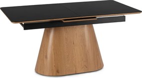 Stół Rozkładany Prostokątny LIZBONA 160-200 cm Ceramiczny Czarny/Dąb do Jadalni Nowoczesny