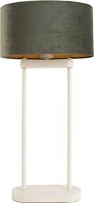 Lampa stołowa beżowa z zielonym owalnym kloszem i złotym wnętrzem 35 cm - Thijmen