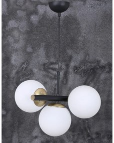 Biało-czarna lampa wisząca ze szklanym kloszem ø 15 cm Cascade – Squid Lighting