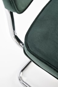 K510 krzesło ciemny zielony, retro, tapicerowane, na płozach, velvet