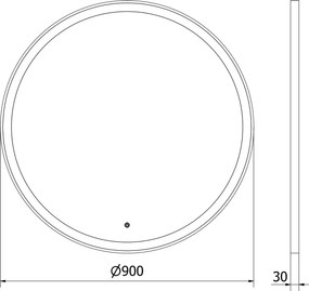 Mexen Esso lustro łazienkowe podświetlane, okragłe 90 cm, LED 6000K, antypara, rama złota - 9825-090-090-611-50