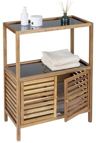 Czarna/w naturalnym kolorze niska szafka łazienkowa z litego drewna akacjowego 67,5x86 cm Fondi – Wenko