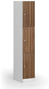 Szafka skrytkowa, 3 schowki, 1850 x 300 x 500 mm, zamek cylindryczny, drzwi laminowane, orzech