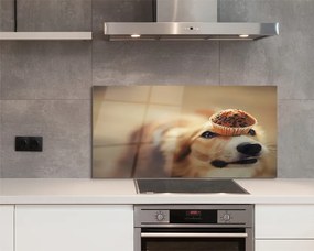 Panel Kuchenny Szklany Słodki Piesek i Babeczka