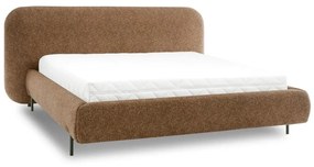 Tapicerowane łóżko dwuosobowe ze schowkiem ze stelażem 160x200 cm w kolorze ochry Pointt – ELTAP