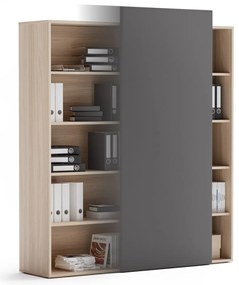 PLAN Regał biurowy wysoki BLOCK, 1600 x 400 x 1748, grafitowy