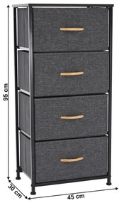 Komoda z szufladami z tkaniny PALMERA, czarny