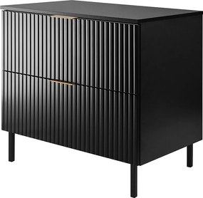 Szafka pod umywalkę, Czarny + złoty uchwyt, 80 x 77 x 46 cm, nogi czarne + Blat