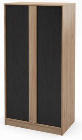 Czarno-naturalna szafa w dekorze dębu 90x180x53 cm Dennis – Marckeric