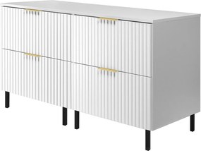 Szafka pod umywalkę, biała, 120 (2 x 60) x 77 x 46 cm, uchwyt złoty, nogi czarne + Blat