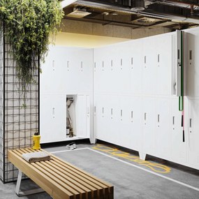 Szafa socjalna BHP ubraniowa 10-drzwiowa biała: BARTEK 1360 x 1720 x 450 mm