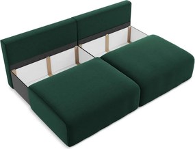 Ciemnozielona aksamitna rozkładana/ze schowkiem sofa 216 cm Kalena – Makamii