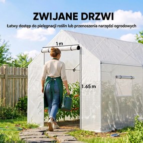 Outsunny Szklarnia 3 x 2 x 2 m tunel foliowy z 4 oknami z siatką, szerokimi rolowanymi drzwiami na zamek, moskitierą, UV-odporna | Aosom PL