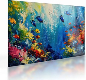 Obraz na szkle - Malowanie podwodnego świata (70x50 cm)
