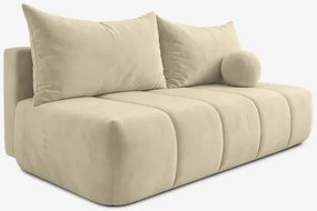 Sofa z Funkcją Spania SARIA Kremowa Welurowa Nowoczesna