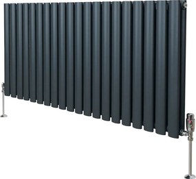 Grzejnik kolumnowy owalny z zaworami – 600 mm x 1200 mm – antracytowo-szary