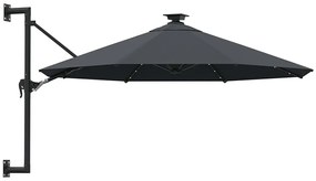 Okrągły parasol ścienny z oświetleniem LED antracyt - Waren