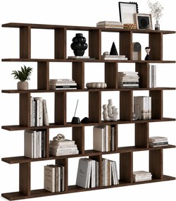 Orzechowa ażurowa biblioteczka w stylu nowoczesnym G3-B40