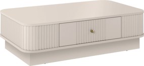 Stolik kawowy Vesper 103x60 cm z szufladą na cokole - kaszmir / złoty uchwyt