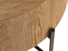 Stolik kawowy okrągły Liviano 80 cm z metalowymi nogami - dąb naturalny / czarny