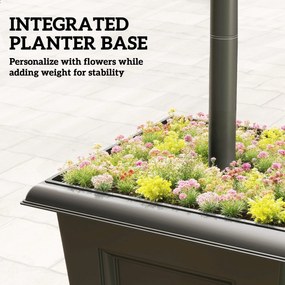 Outsunny Lampa solarna z donicą 185 cm regulowana wysokość lampa ogrodowa z 3 kloszami sterowanie światłem | Aosom PL